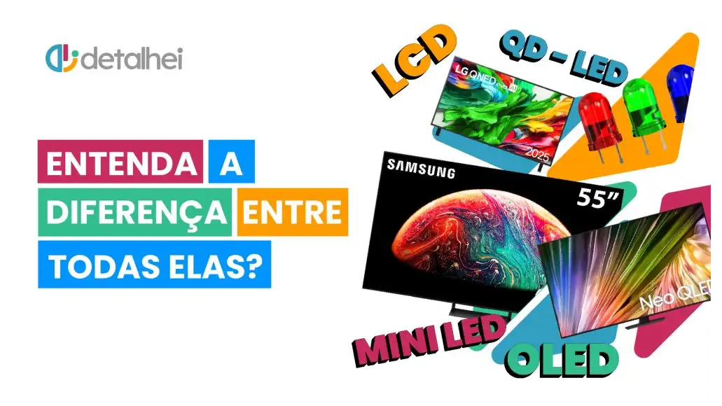 Banner de capa da notícia Tecnologias de TV: O que é QLED, QNED, Mini Led e Mais!