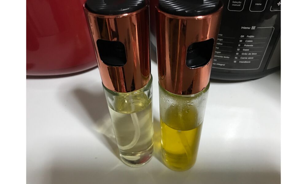 Banner da opinião 2 Porta Azeite Vinagre Spray Borrifador Chef Galheteiro Inox