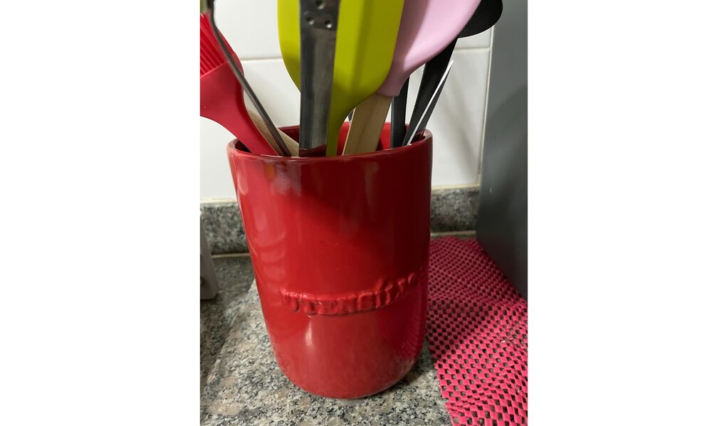 Banner da opinião Porta Utensílios de Cerâmica, 15,5x12,5cm, Vermelho, Mondoceram Gourmet, 80355