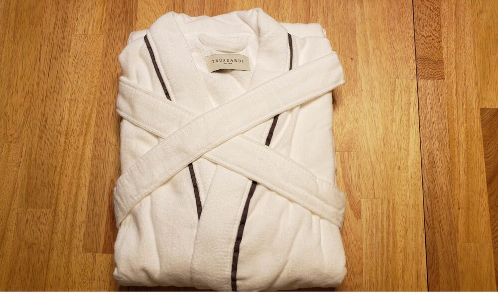 Roupão Aveludado Trussardi Masculino M Domenico filete cinza - Imagem 2