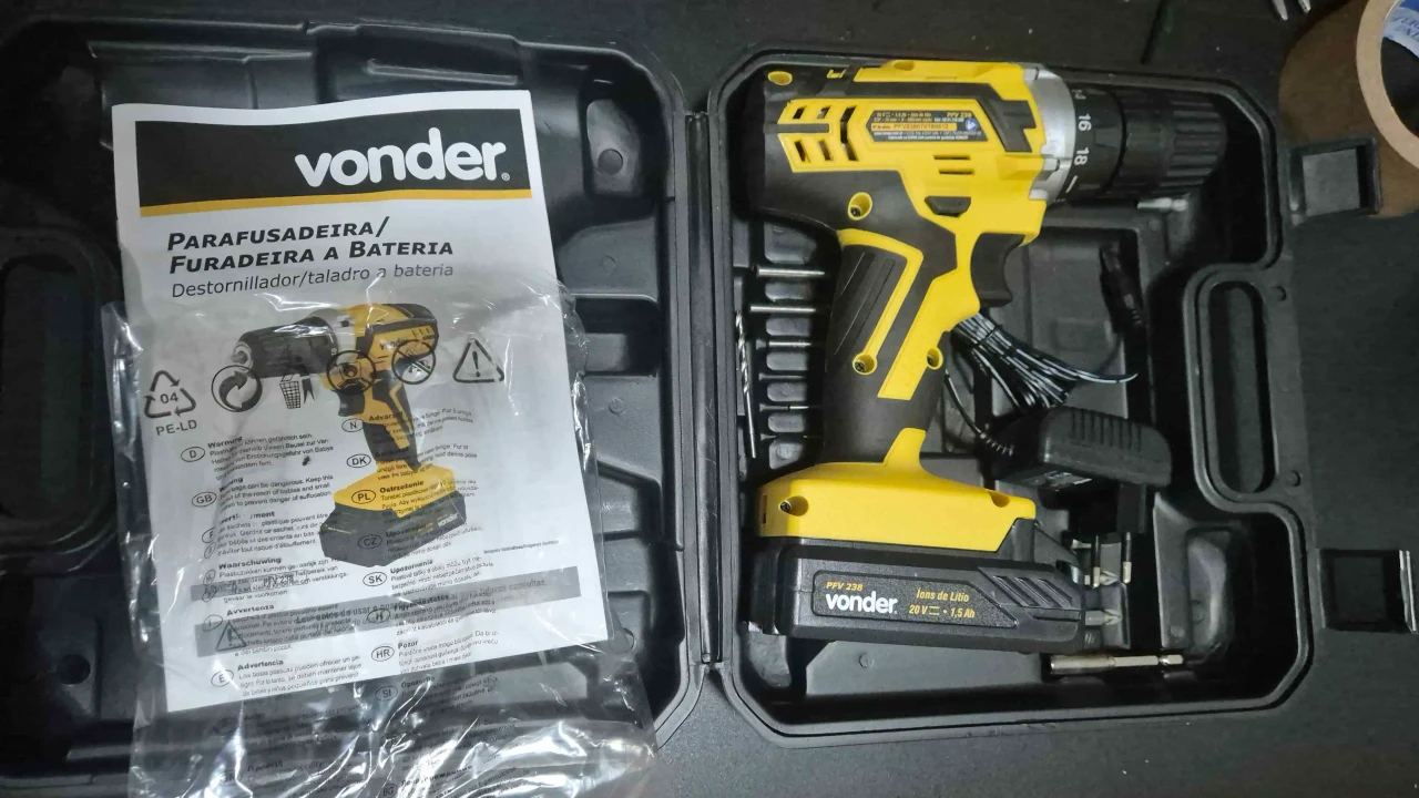 Parafusadeira E Furadeira Bateria 20v Vonder Pfv 238 Bivolt  - Imagem 3