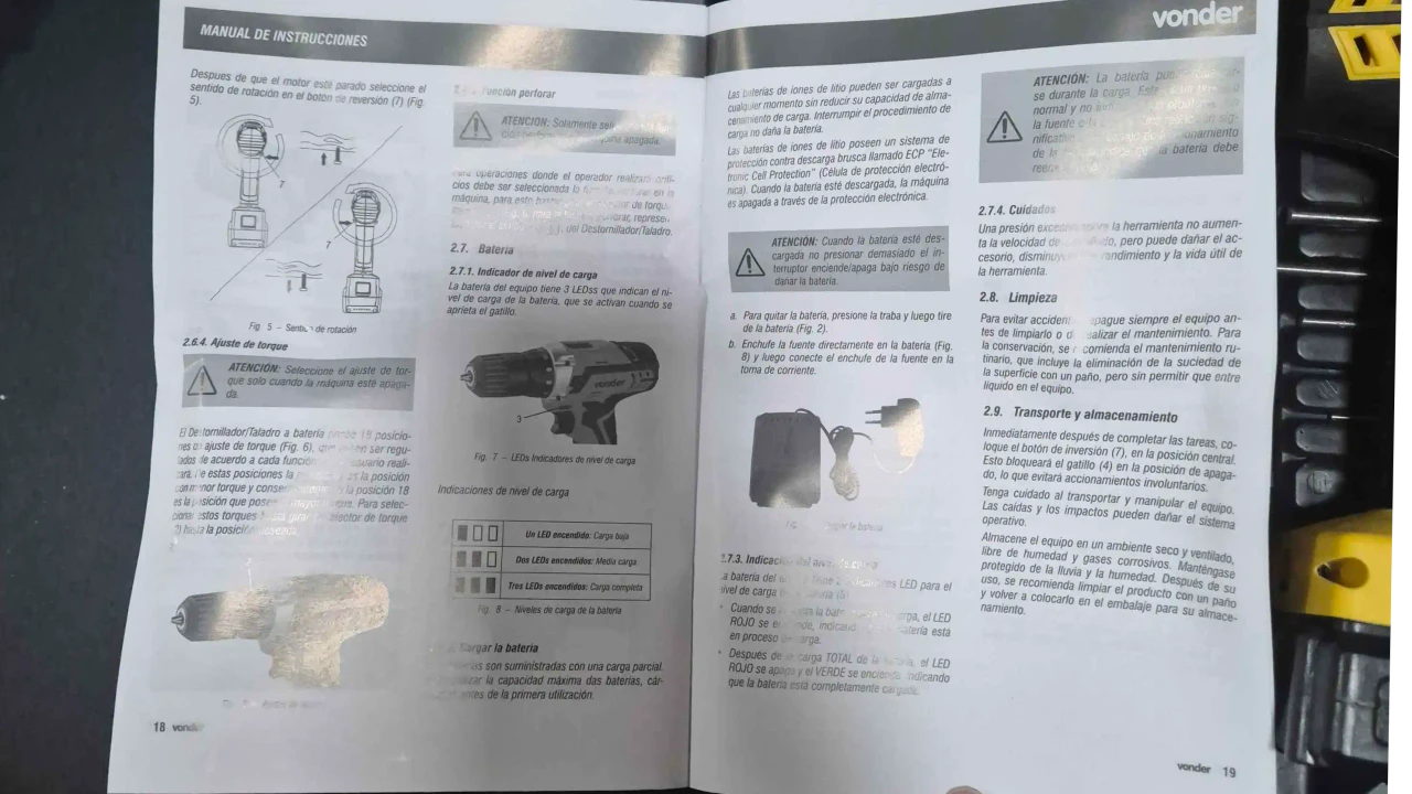 Parafusadeira E Furadeira Bateria 20v Vonder Pfv 238 Bivolt  - Imagem 4